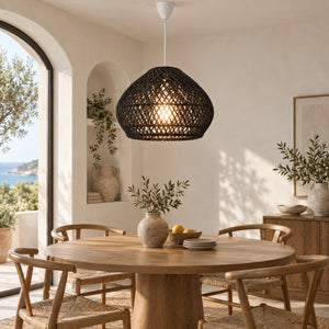 Lámpara colgante de ratán negro "SAORI" - E27 - Ø40 cm (13)
