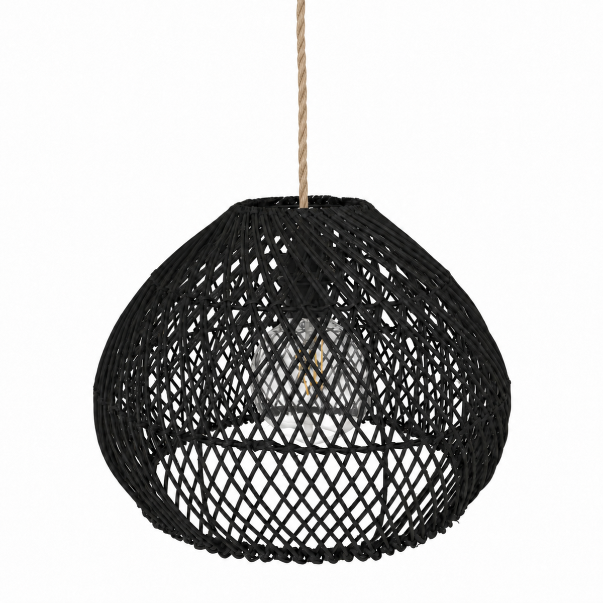 Lámpara colgante de ratán negro "SAORI" - E27 - Ø40 cm (20)