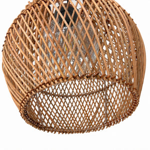 Lámpara colgante de ratán "PIRUM" con interruptor y enchufe - E27 - Ø25 cm (2)