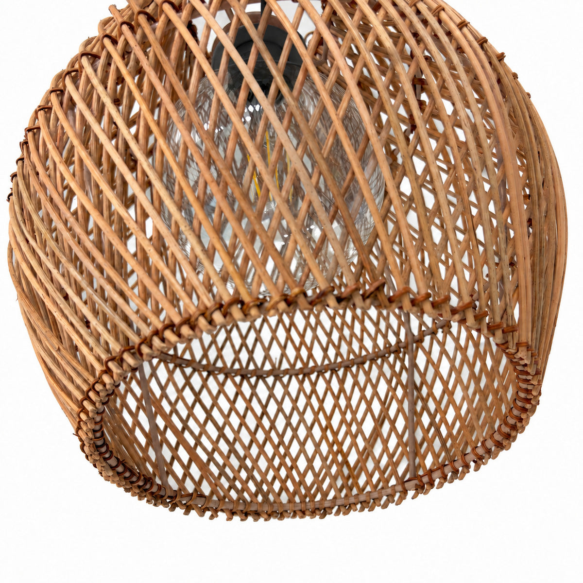 Lámpara colgante de ratán "PIRUM" con interruptor y enchufe - E27 - Ø25 cm (10)