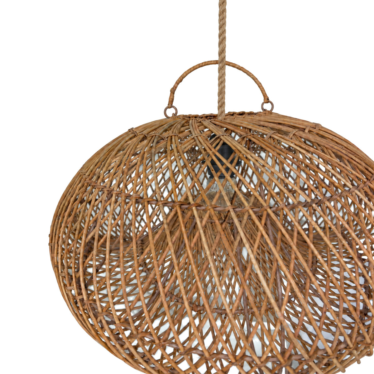 Lámpara colgante de ratán "DUNE" con interruptor y enchufe - E27 - Ø55 cm (2)