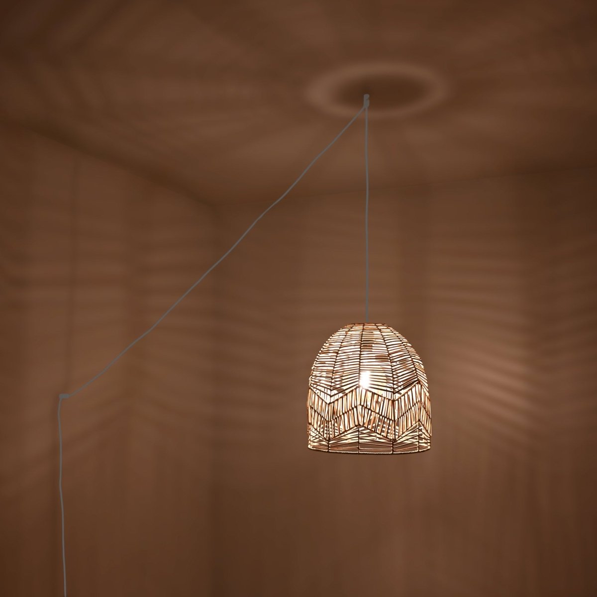 Lámpara colgante de mimbre "NORMA" - Ø35cm - Con interruptor y enchufe - E27 - Barcelona Led-Decoración