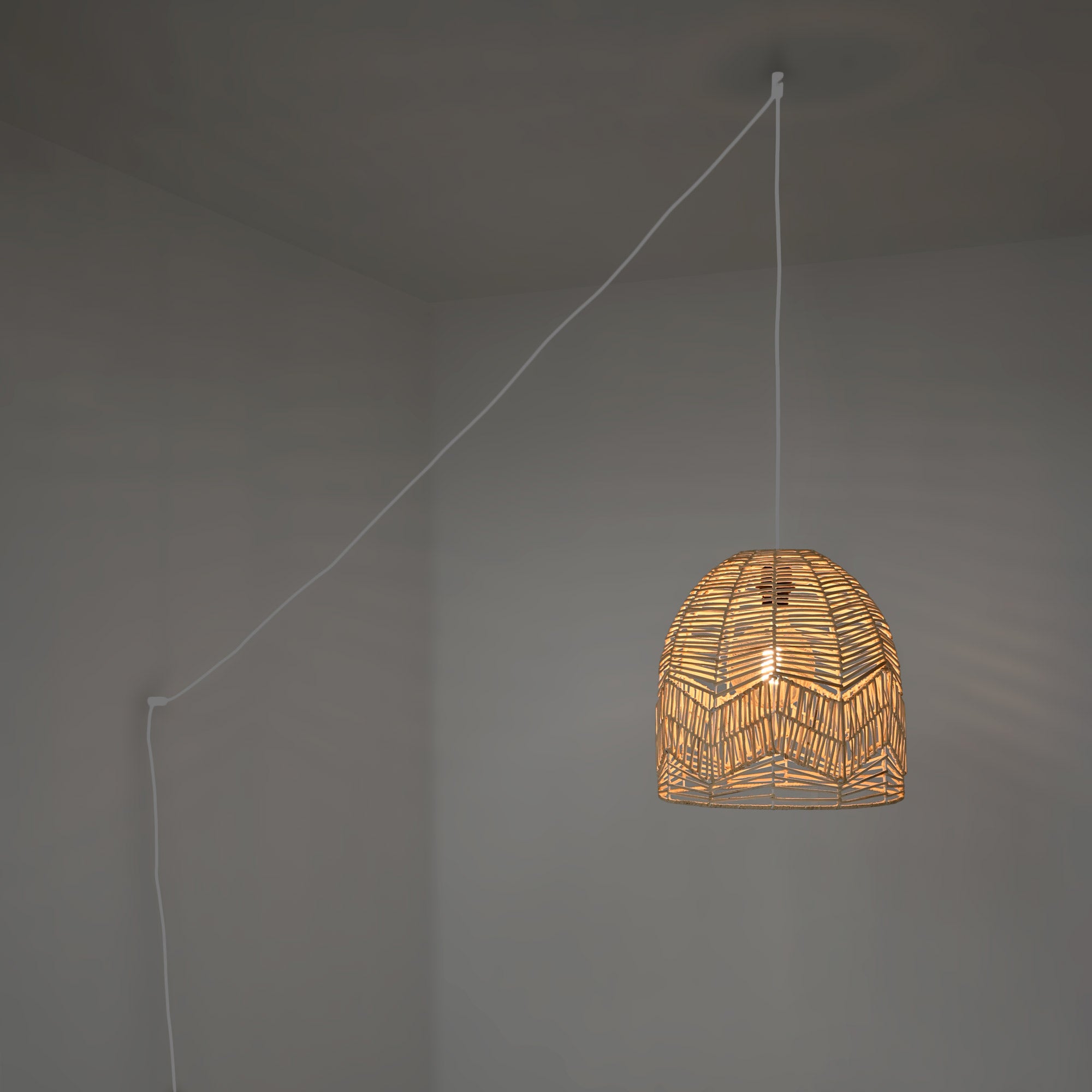 Lámpara colgante de mimbre "NORMA" - Ø35cm - Con interruptor y enchufe - E27 (5)