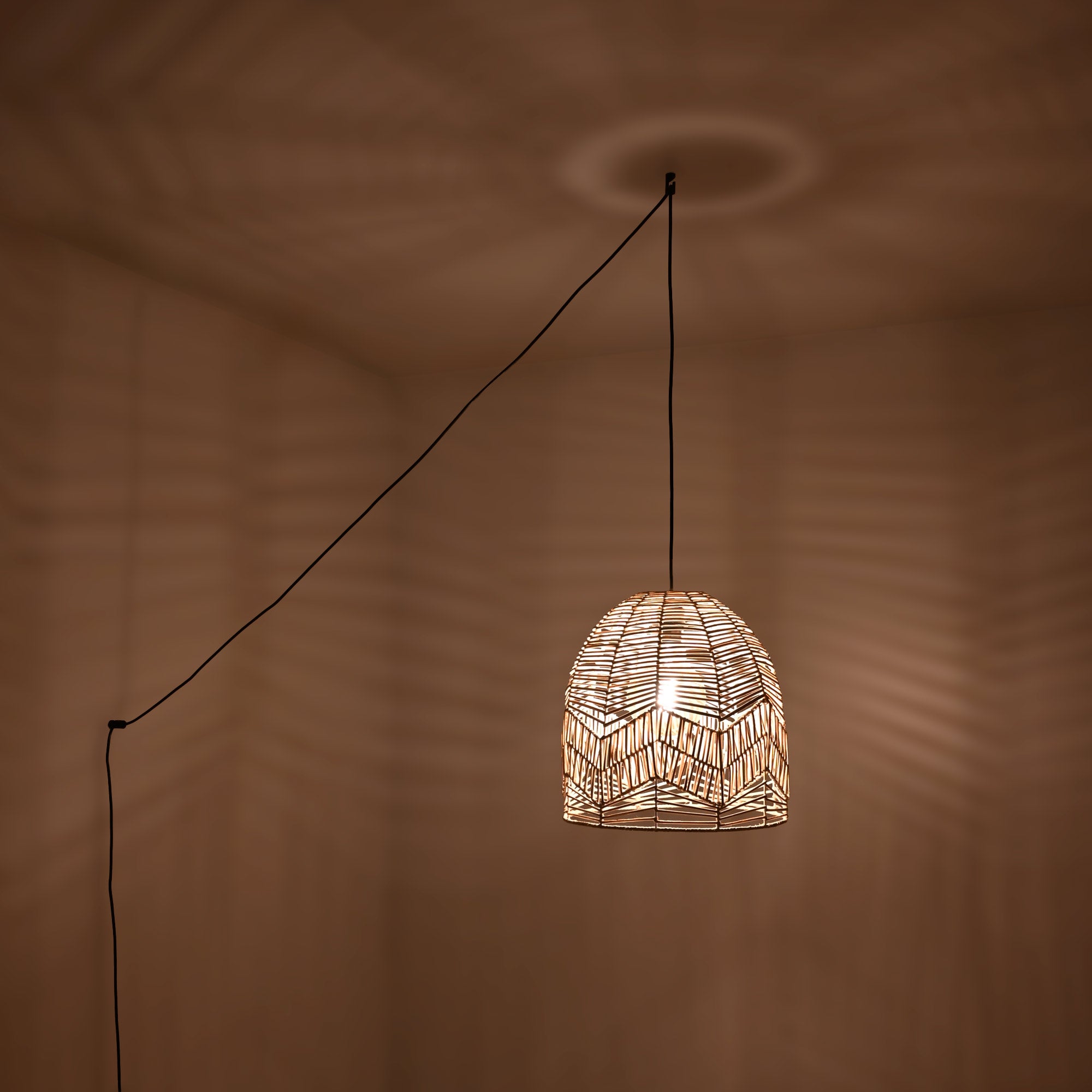 Lámpara colgante de mimbre "NORMA" - Ø35cm - Con interruptor y enchufe - E27 (12)