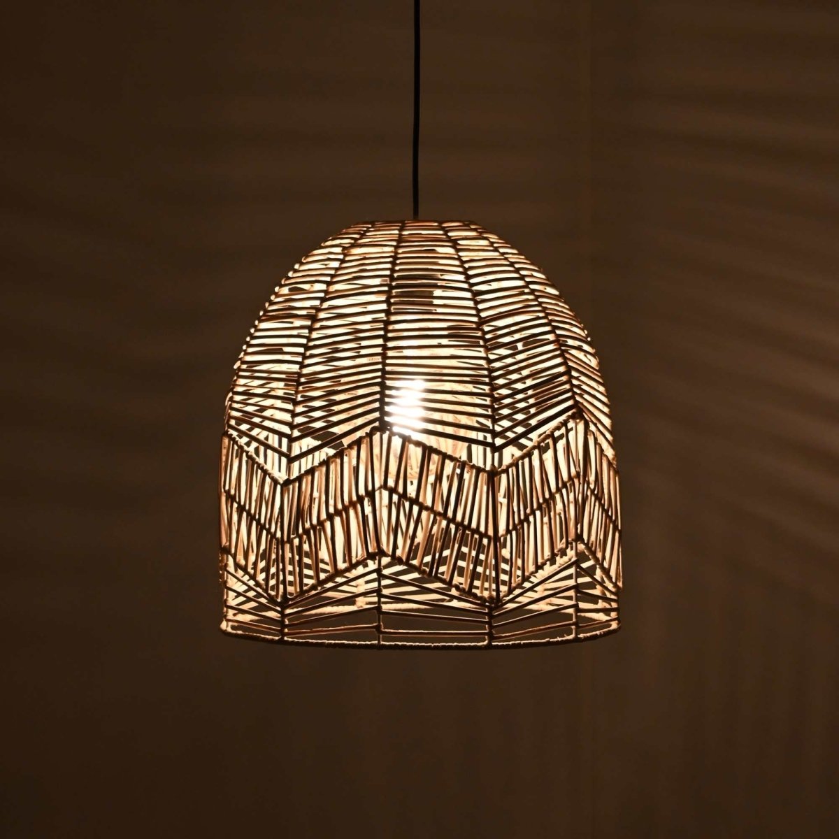 Lámpara colgante de mimbre "NORMA" - Ø35cm - Con interruptor y enchufe - E27 - Barcelona Led-Decoración