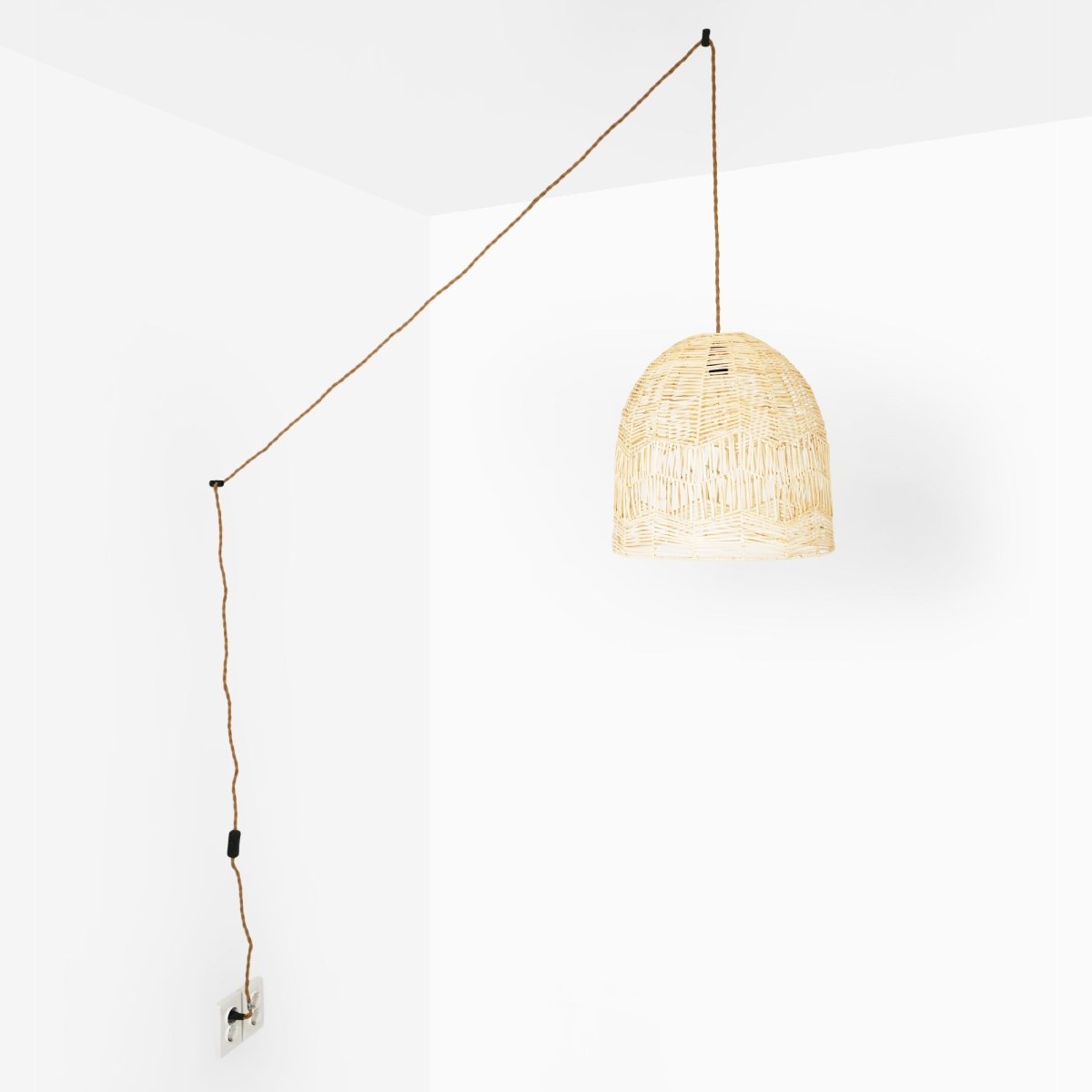 Lámpara colgante de mimbre "NORMA" - Ø45cm - Con interruptor y enchufe - E27 - Barcelona Led-Decoración