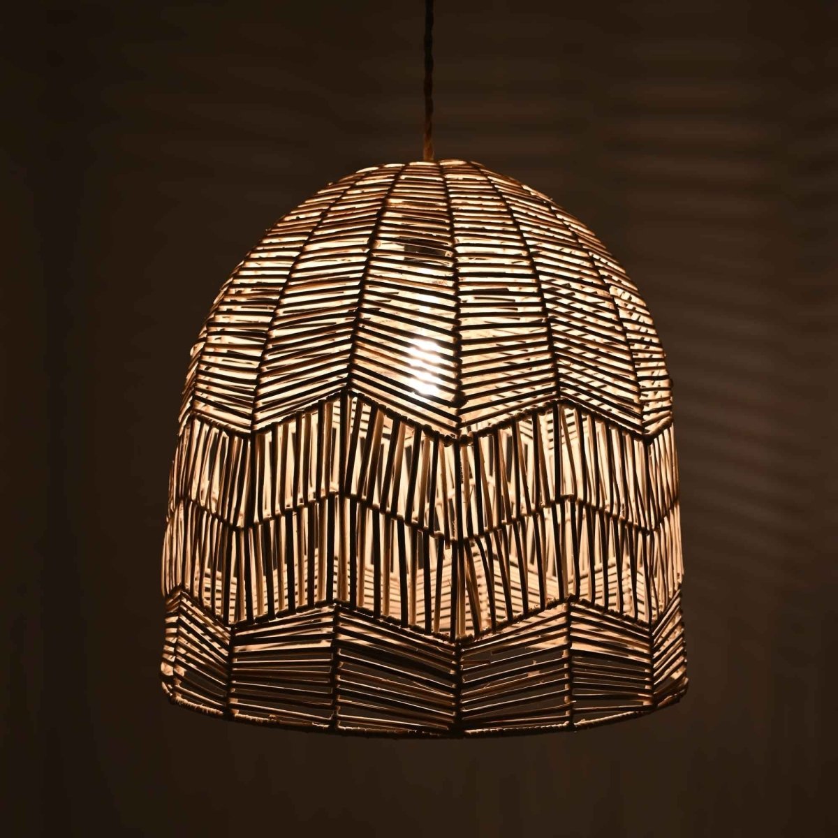 Lámpara colgante de mimbre "NORMA" - Ø45cm - Con interruptor y enchufe - E27 - Barcelona Led-Decoración