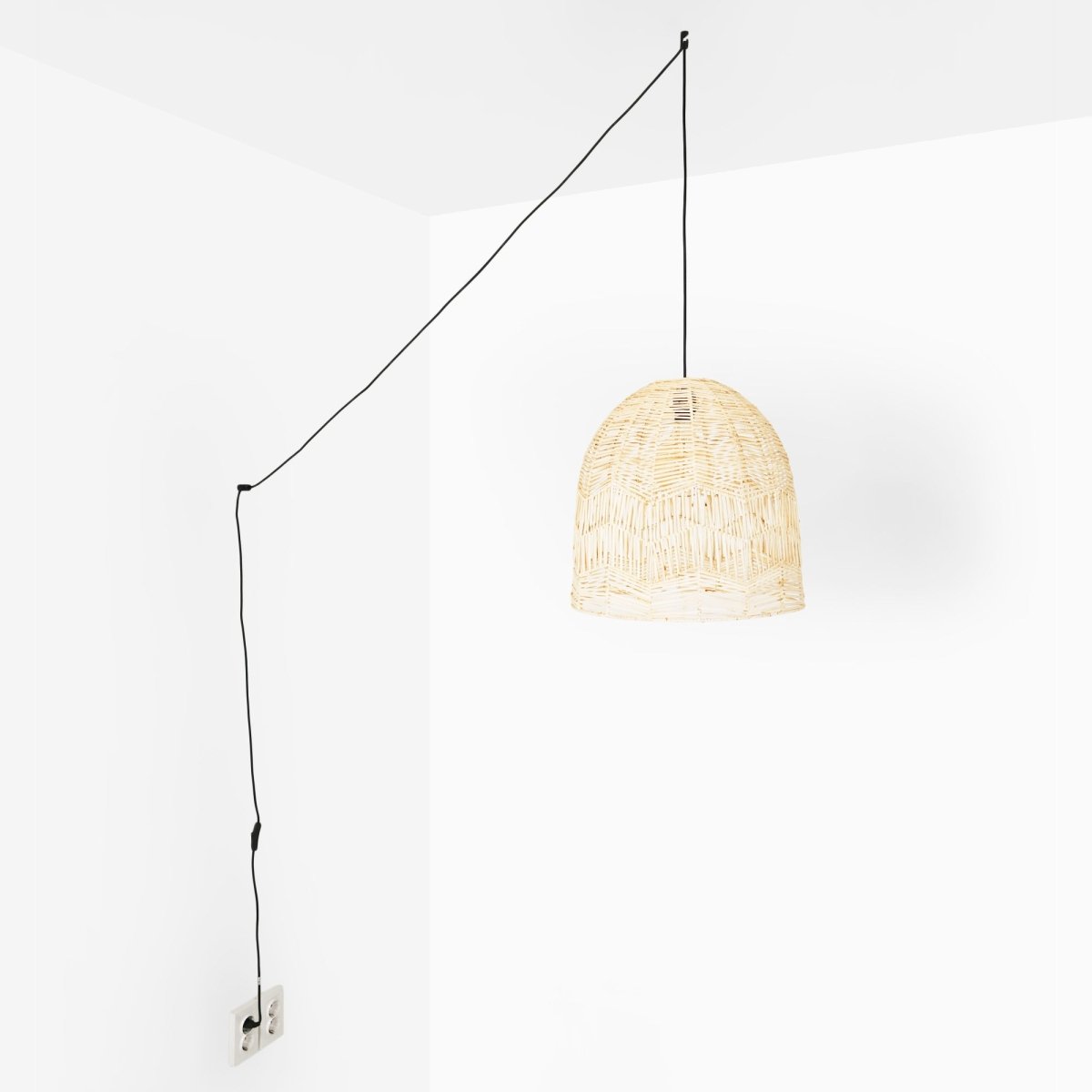 Lámpara colgante de mimbre "NORMA" - Ø45cm - Con interruptor y enchufe - E27 - Barcelona Led-Decoración