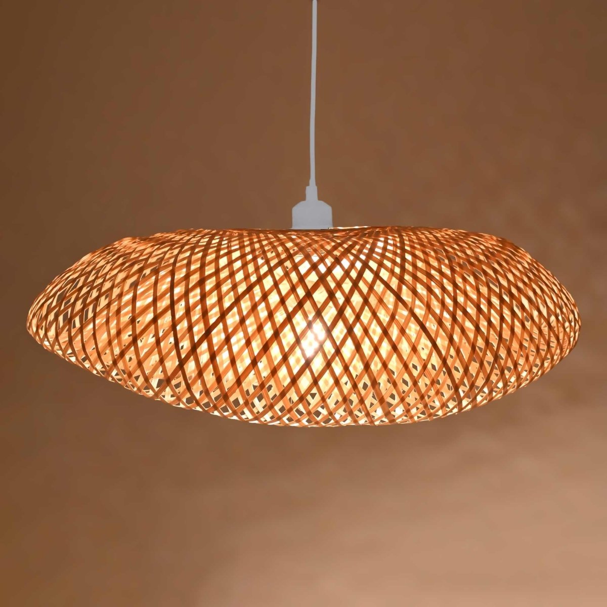 Lámpara colgante de mimbre "FREY" - Con interruptor y enchufe - E27 - Barcelona Led-Decoración