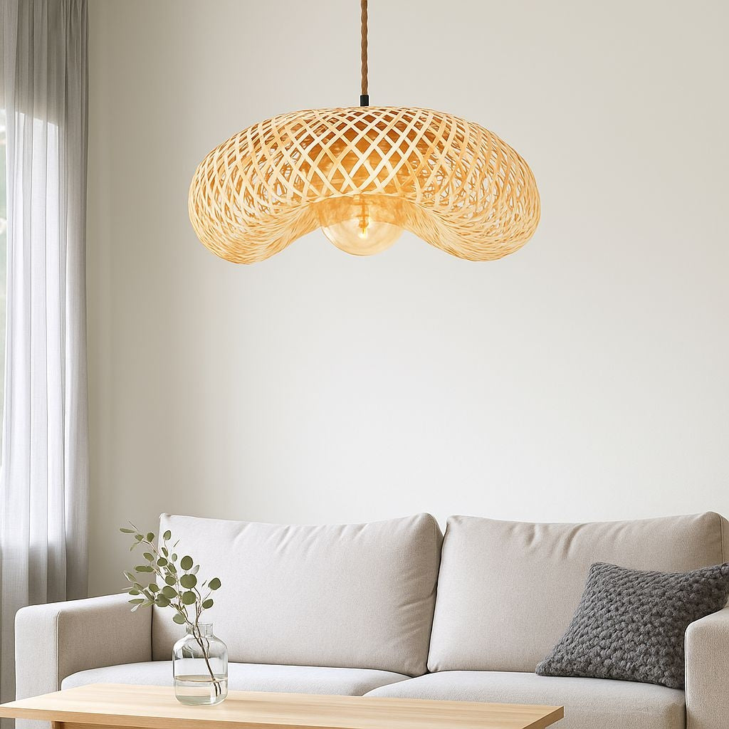 Lámpara colgante de mimbre "FREY" - E27 (10)