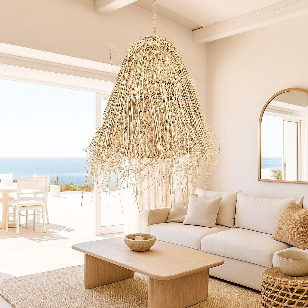 Lámpara colgante de mimbre "GUSS" - E27 (7)