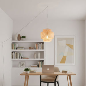 Lámpara colgante de mimbre "JENSEN" - Ø40cm - Con interruptor y enchufe - E27 (13)