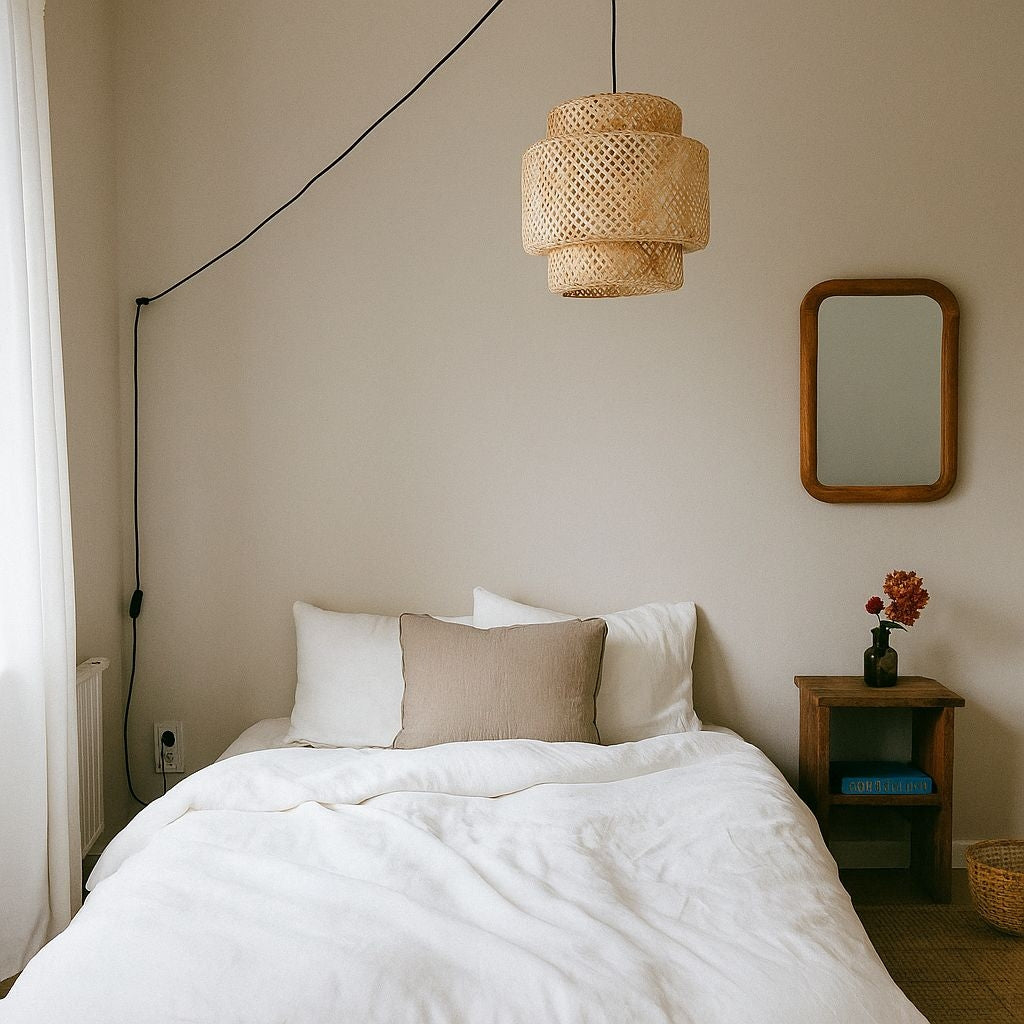 Lámpara colgante de mimbre "JENSEN" - Ø40cm - Con interruptor y enchufe - E27 (3)