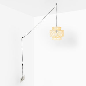 Lámpara colgante de mimbre "JENSEN" - Ø40cm - Con interruptor y enchufe - E27 (1)