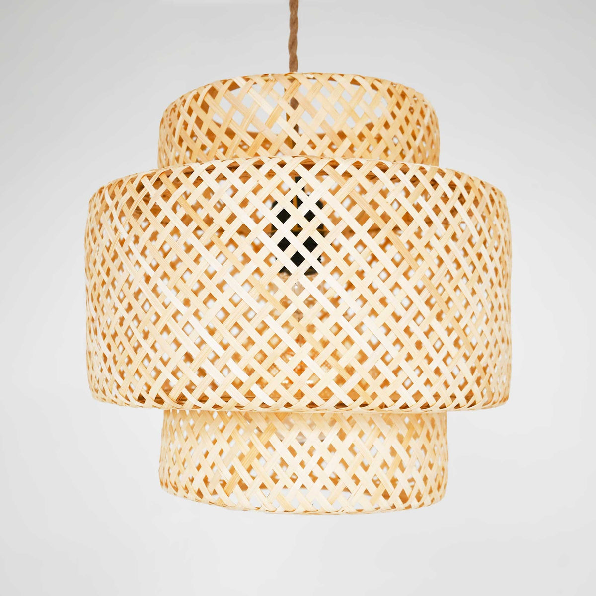 Lámpara colgante de mimbre "JENSEN" - Ø40cm - Con interruptor y enchufe - E27 (10)