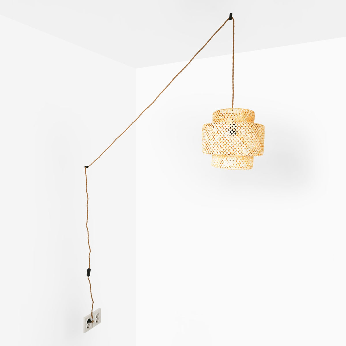 Lámpara colgante de mimbre "JENSEN" - Ø40cm - Con interruptor y enchufe - E27 (9)
