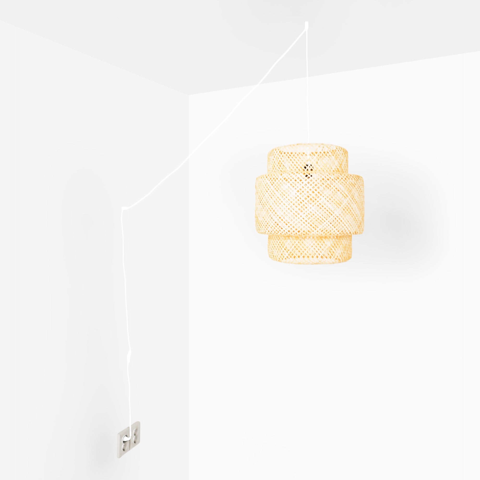 Lámpara colgante de mimbre "JENSEN" - Ø50cm - Con interruptor y enchufe - E27 (7)