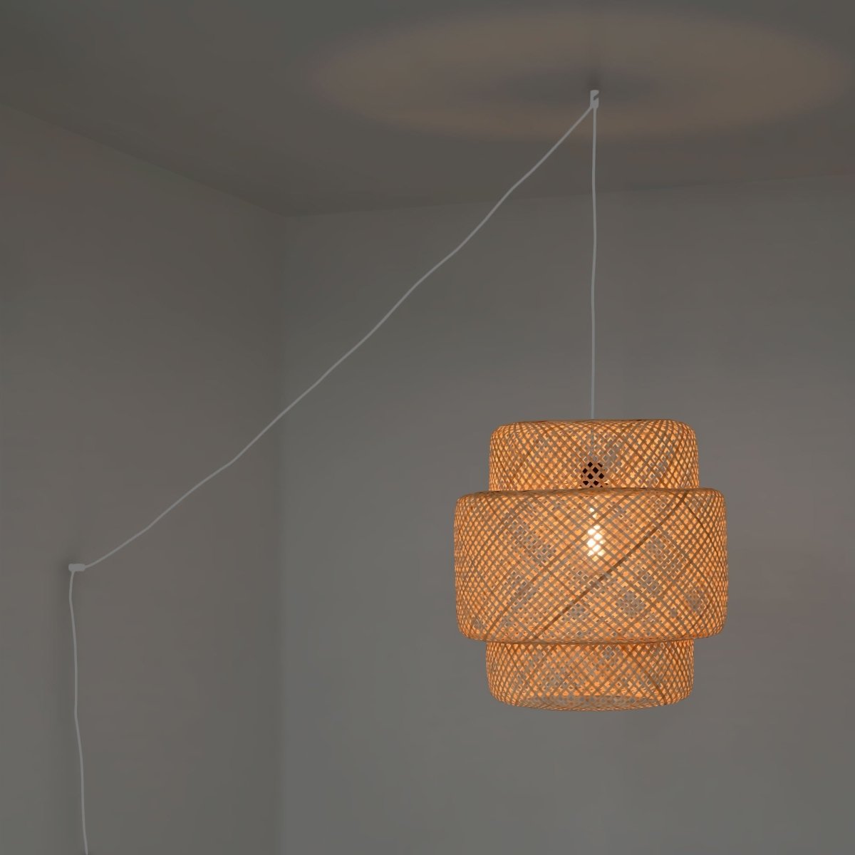 Lámpara colgante de mimbre "JENSEN" - Ø50cm - Con interruptor y enchufe - E27 - Barcelona Led-Decoración