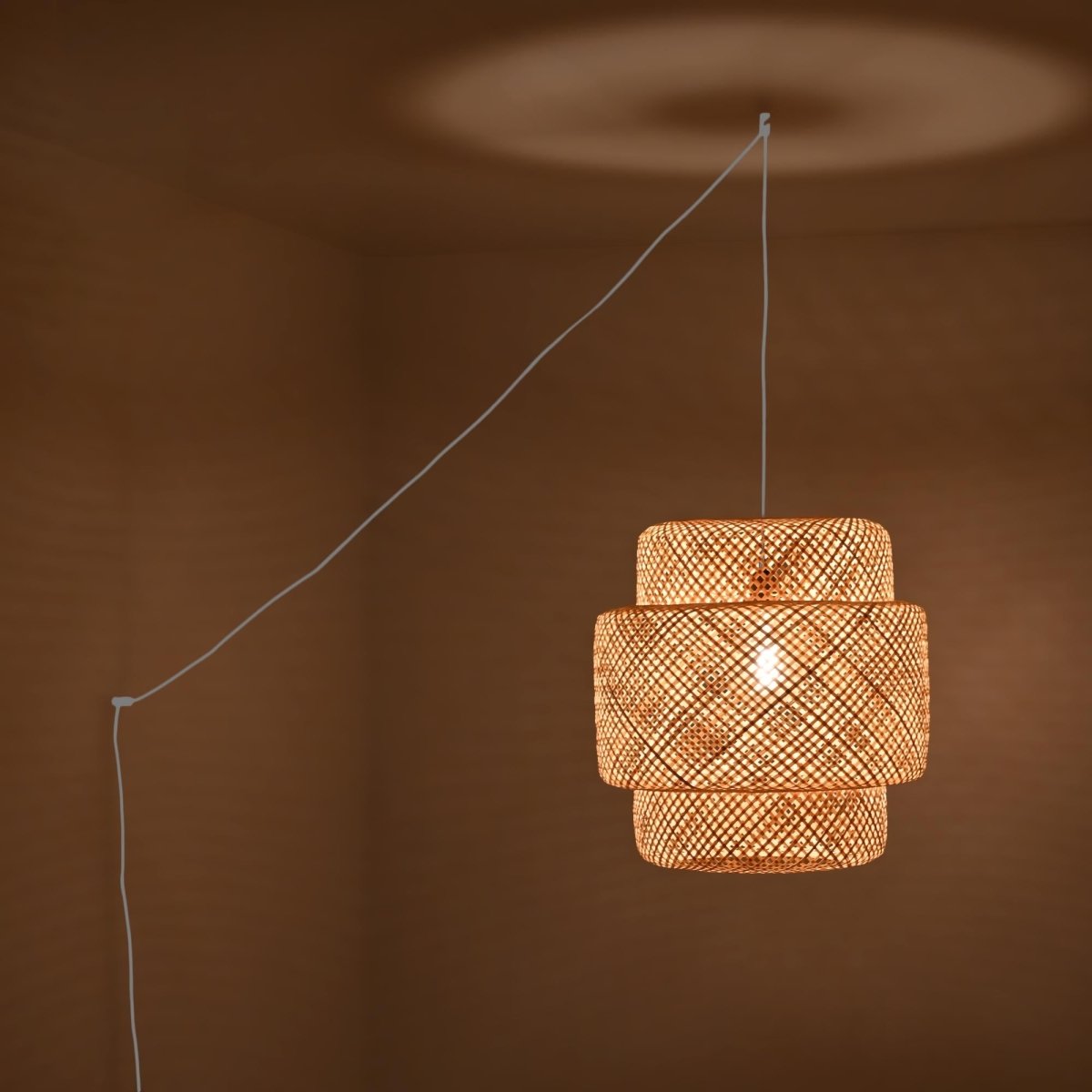 Lámpara colgante de mimbre "JENSEN" - Ø50cm - Con interruptor y enchufe - E27 - Barcelona Led-Decoración