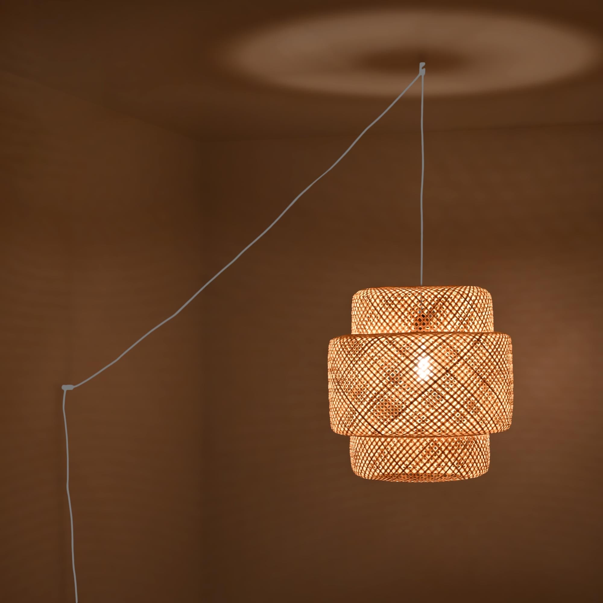 Lámpara colgante de mimbre "JENSEN" - Ø50cm - Con interruptor y enchufe - E27 (5)