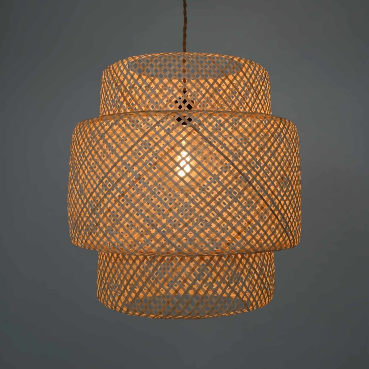 Lámpara colgante de mimbre "JENSEN" - Ø50cm - Con interruptor y enchufe - E27 - Barcelona Led-Decoración