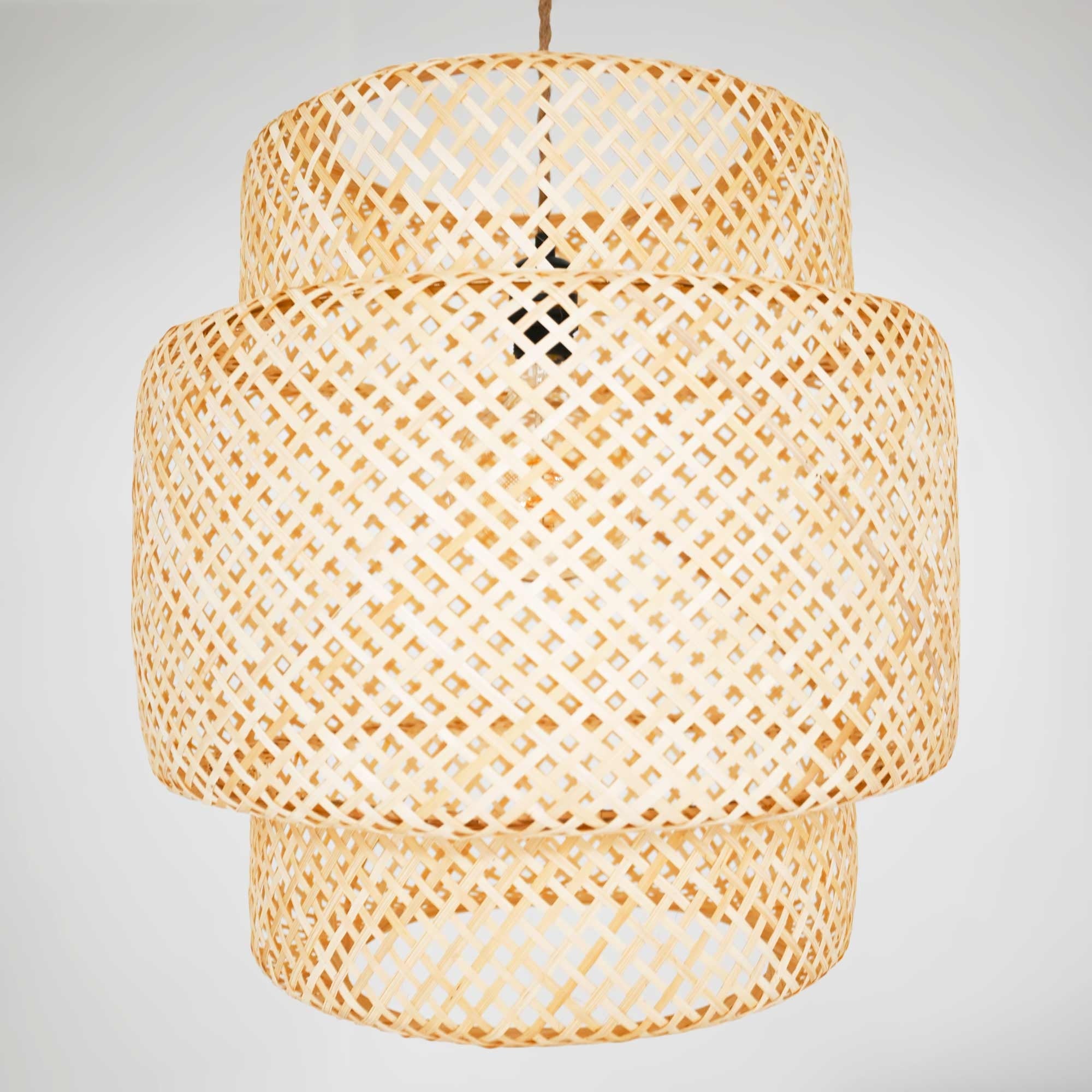 Lámpara colgante de mimbre "JENSEN" - Ø50cm - Con interruptor y enchufe - E27 (32)