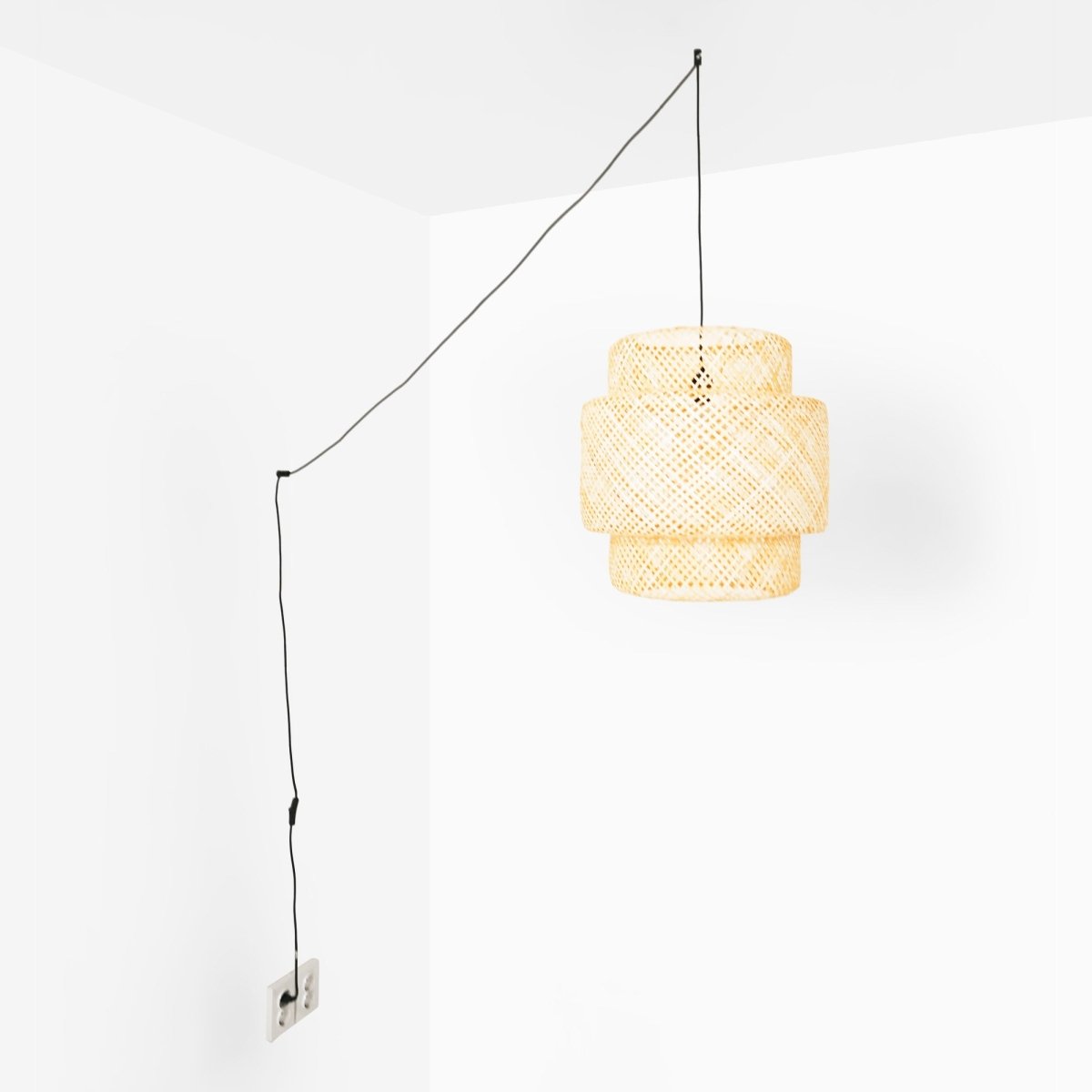Lámpara colgante de mimbre "JENSEN" - Ø50cm - Con interruptor y enchufe - E27 - Barcelona Led-Decoración