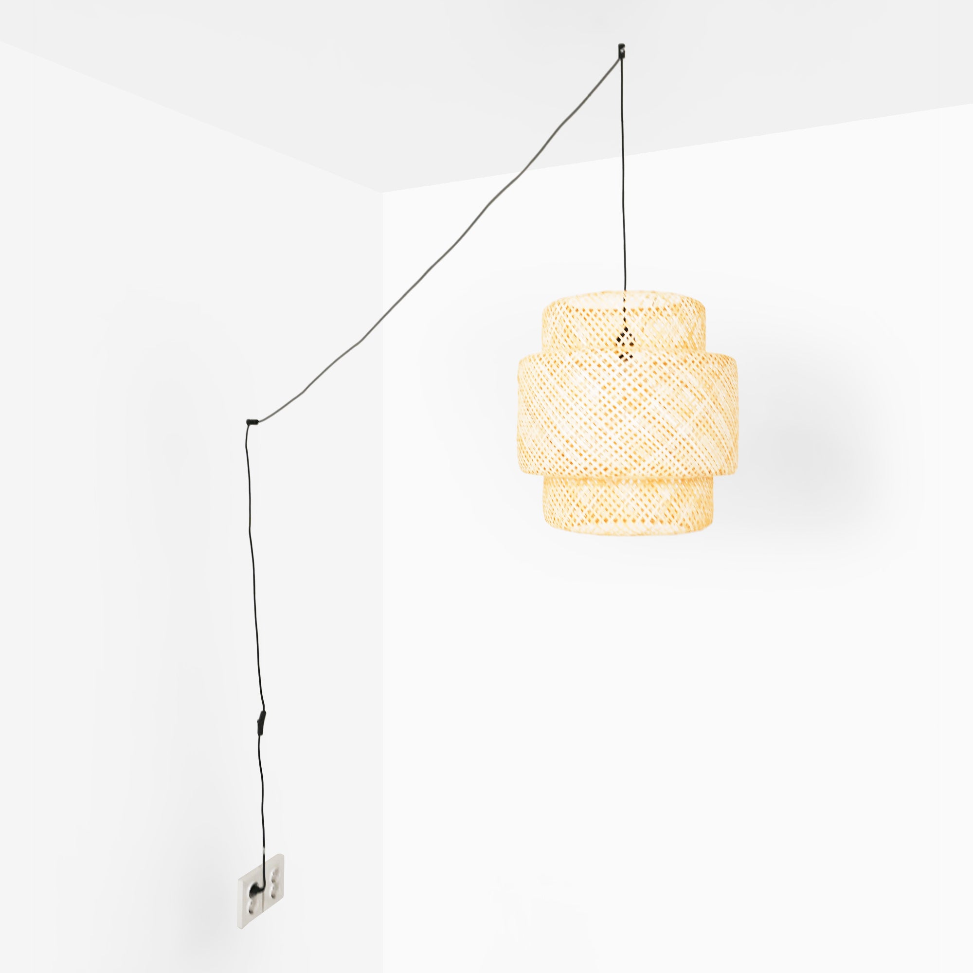 Lámpara colgante de mimbre "JENSEN" - Ø50cm - Con interruptor y enchufe - E27 (19)