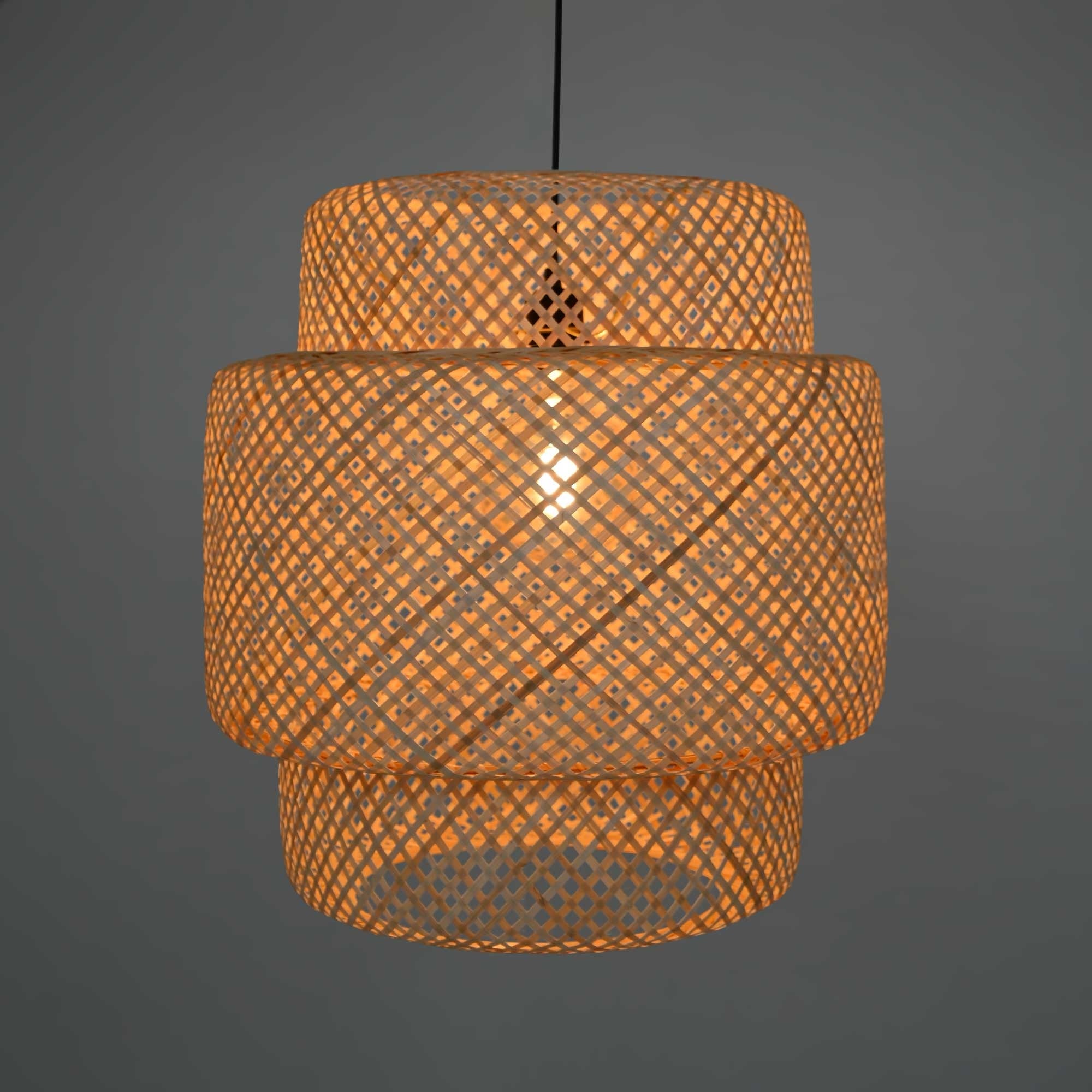 Lámpara colgante de mimbre "JENSEN" - Ø50cm - Con interruptor y enchufe - E27 (18)