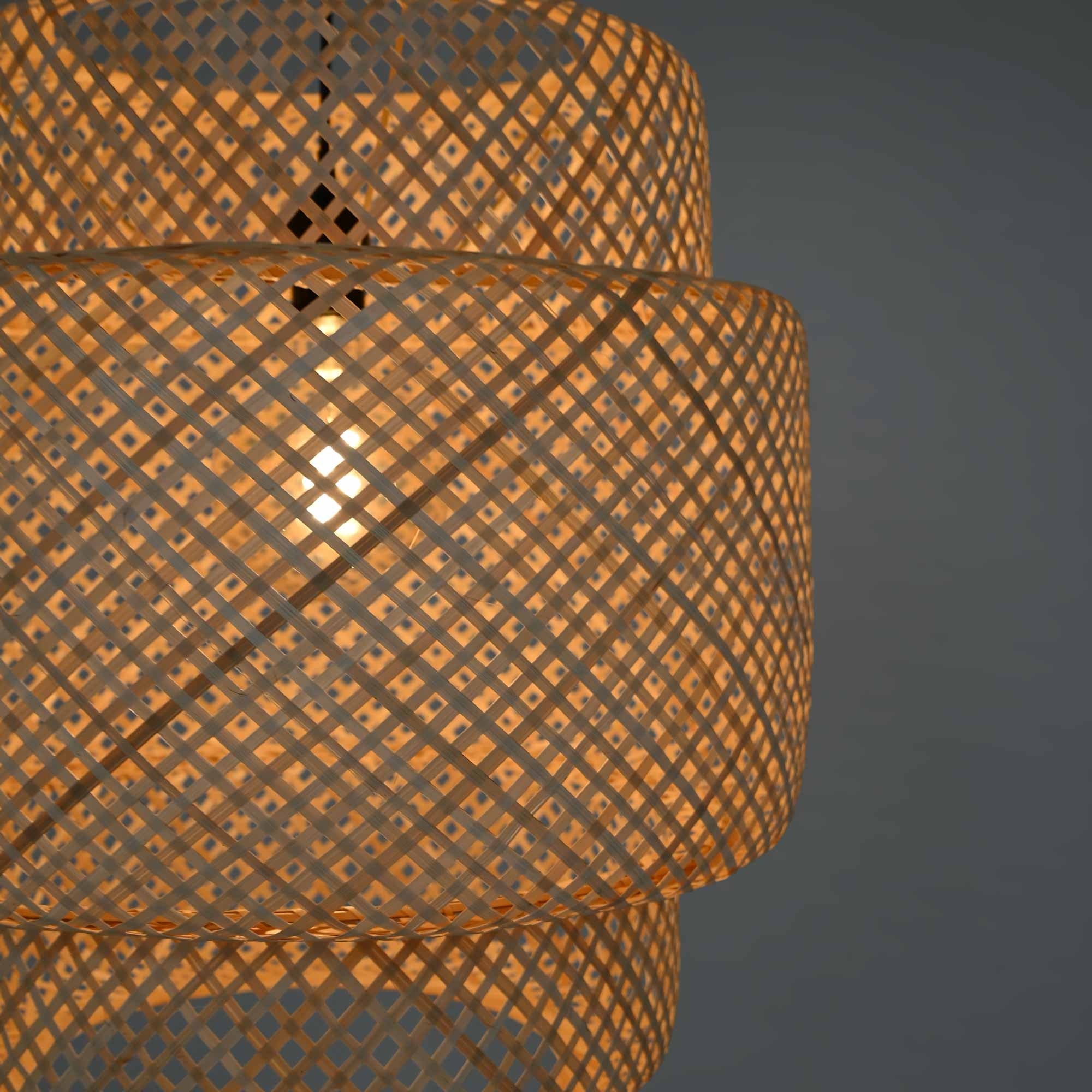 Lámpara colgante de mimbre "JENSEN" - Ø50cm - Con interruptor y enchufe - E27 (22)