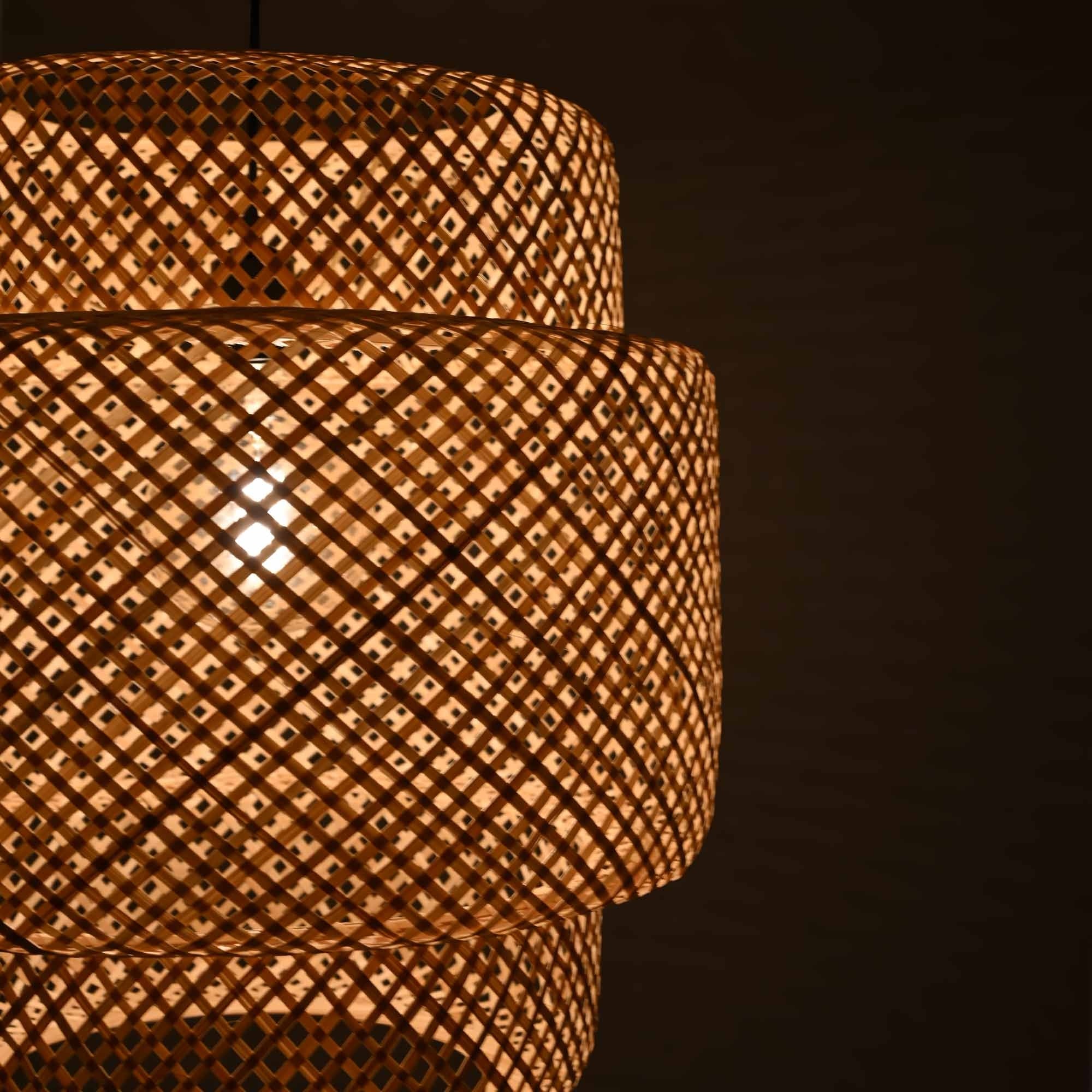 Lámpara colgante de mimbre "JENSEN" - Ø50cm - Con interruptor y enchufe - E27 (23)