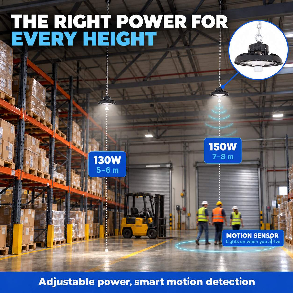 Campana LED UFO industrial 150W - CCT - Con sensor de movimiento - 170lm/W - Driver LIFUD - IP65 - 5 años garantía (7)