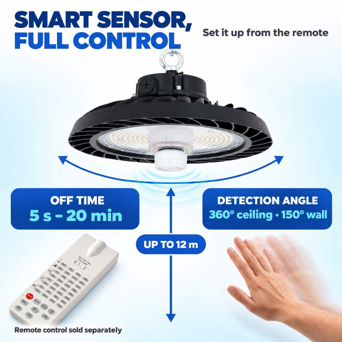 Campana LED UFO industrial 200W - CCT - Con sensor de movimiento - 170lm/W - Driver LIFUD - IP65 - 5 años garantía (10)