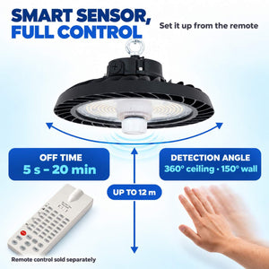 Campana LED UFO industrial 200W - CCT - Con sensor de movimiento - 170lm/W - Driver LIFUD - IP65 - 5 años garantía (10)