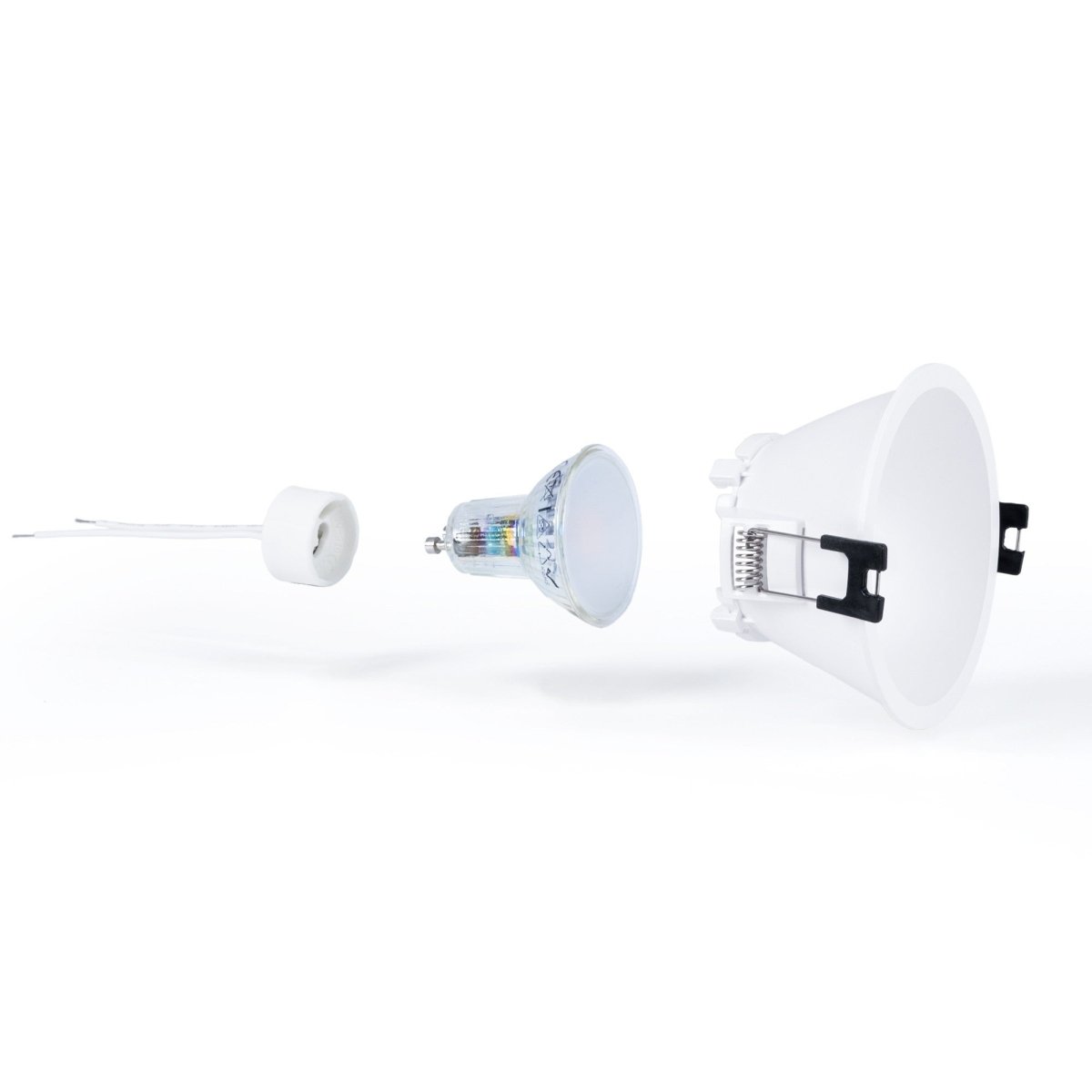 KIT Aro empotrable fijo Ø93mm + Bombilla GU10 5,4W + Portalámparas - Barcelona Led-