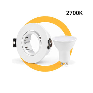 KIT - Aro downlight basculante Ø75mm + Bombilla GU10 5W + Casquillo GU10 (3)