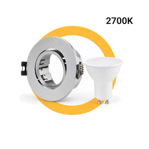 KIT - Aro downlight basculante Ø75mm + Bombilla GU10 5W + Casquillo GU10
