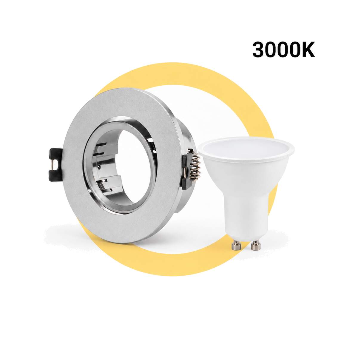 KIT - Aro downlight basculante Ø75mm + Bombilla GU10 5W + Casquillo GU10