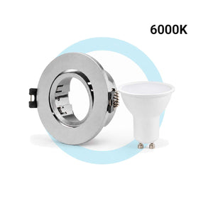 KIT - Aro downlight basculante Ø75mm + Bombilla GU10 5W + Casquillo GU10