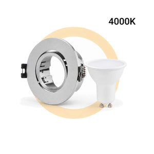 KIT - Aro downlight basculante Ø75mm + Bombilla GU10 5W + Casquillo GU10