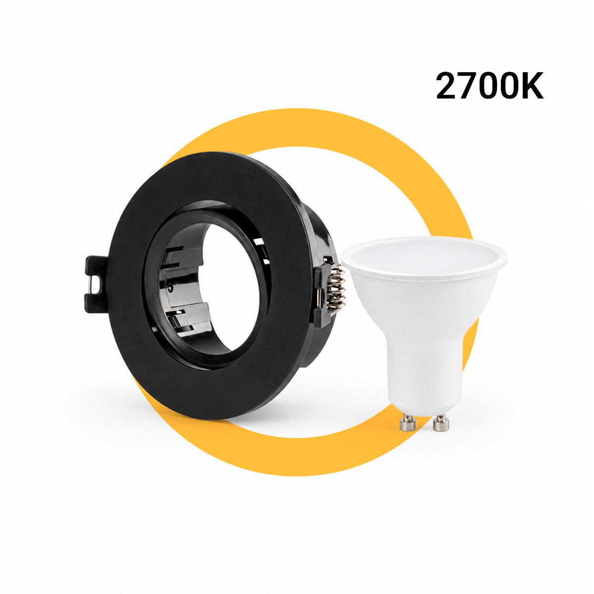 KIT - Aro downlight basculante Ø75mm + Bombilla GU10 5W + Casquillo GU10 (42)