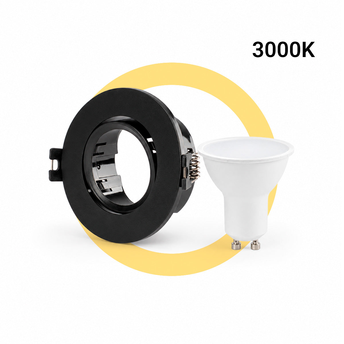 KIT - Aro downlight basculante Ø75mm + Bombilla GU10 5W + Casquillo GU10 (48)