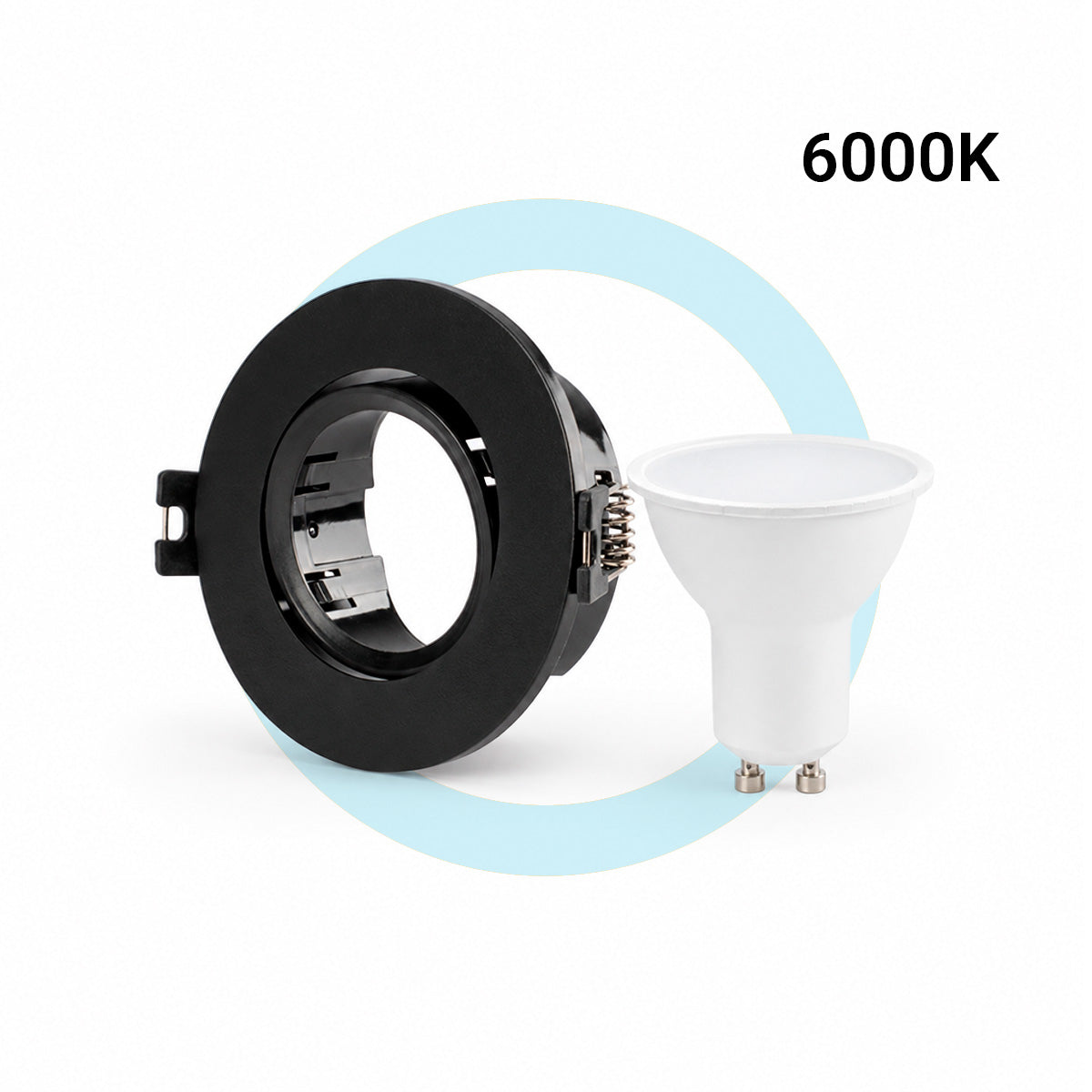 KIT - Aro downlight basculante Ø75mm + Bombilla GU10 5W + Casquillo GU10 (52)