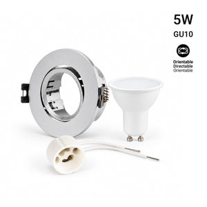 KIT - Aro downlight basculante Ø75mm + Bombilla GU10 5W + Casquillo GU10 (22)