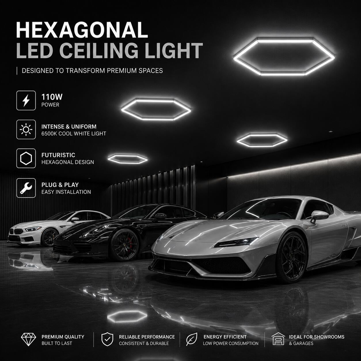 Lámpara LED hexagonal - 6500K - 1 hexágono - 440cm (2)