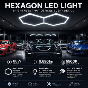 Lámpara LED hexagonal - 6500K - 2 hexágonos - 440cm (2)