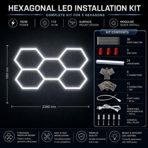 Lámpara LED hexagonal - 6500K - 5 hexágonos - 440cm (6)