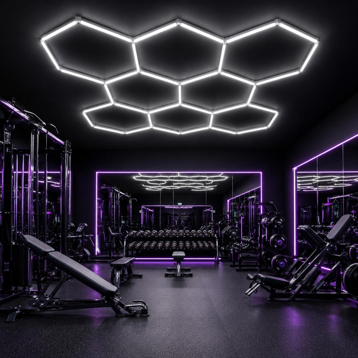 Lámpara LED hexagonal - 6500K - 8 hexágonos - 440cm (1)