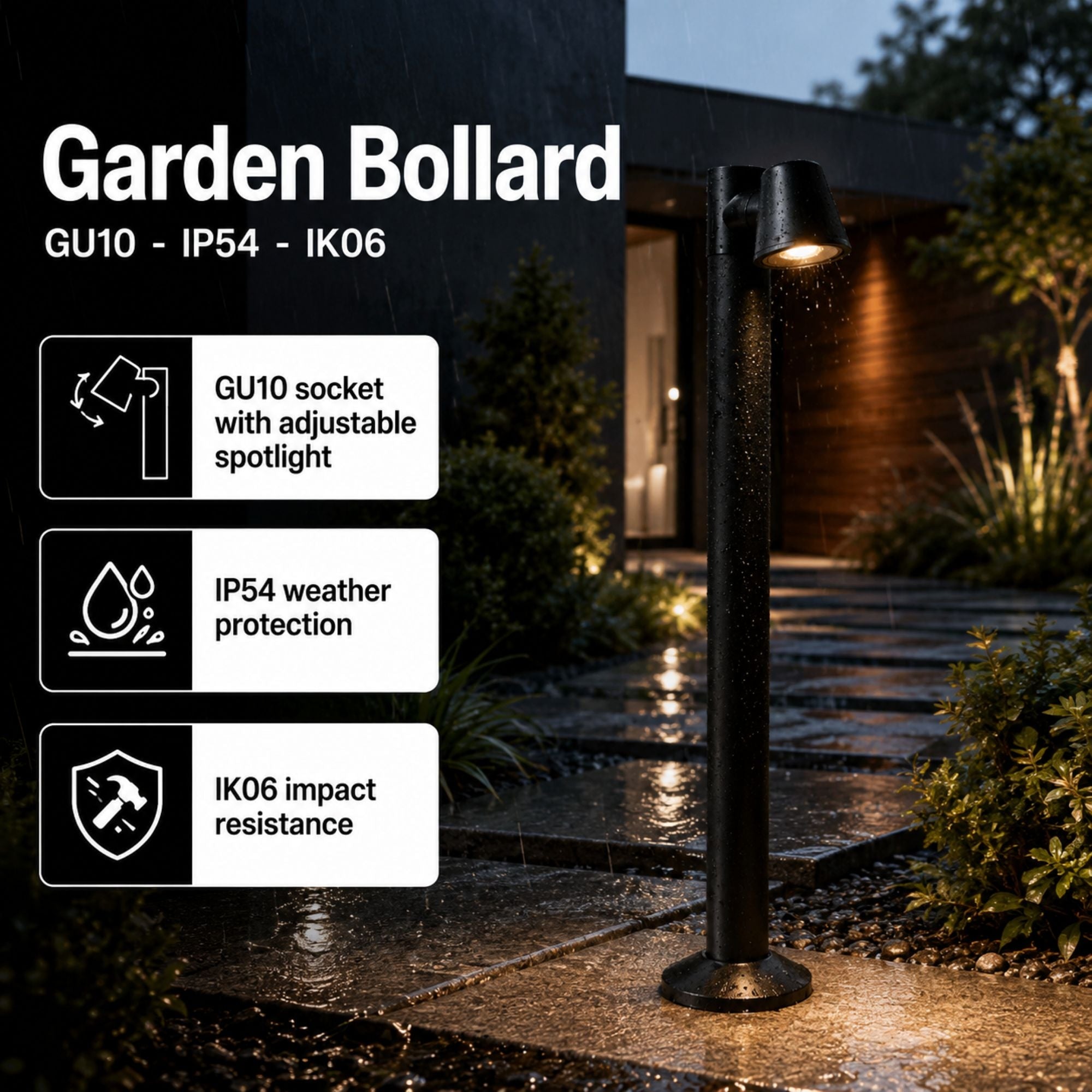 Bolardo de jardin "ASTUM" orientable - GU10 - 80 cm - IP54 (5)