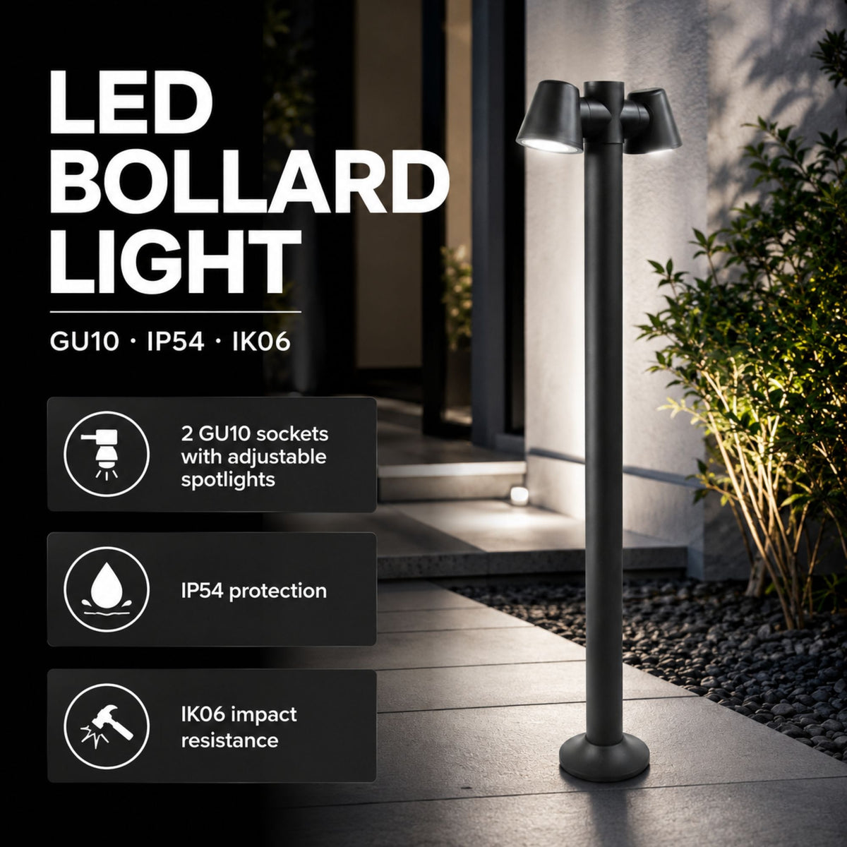 Bolardo de jardin "ASTUM II" orientable - 2xGU10 - 80 cm - IP54 (3)